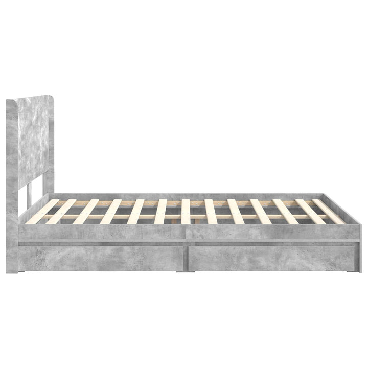 Sengestel med opbevaring og hovedgærde Betongrå 150 x 200 cm