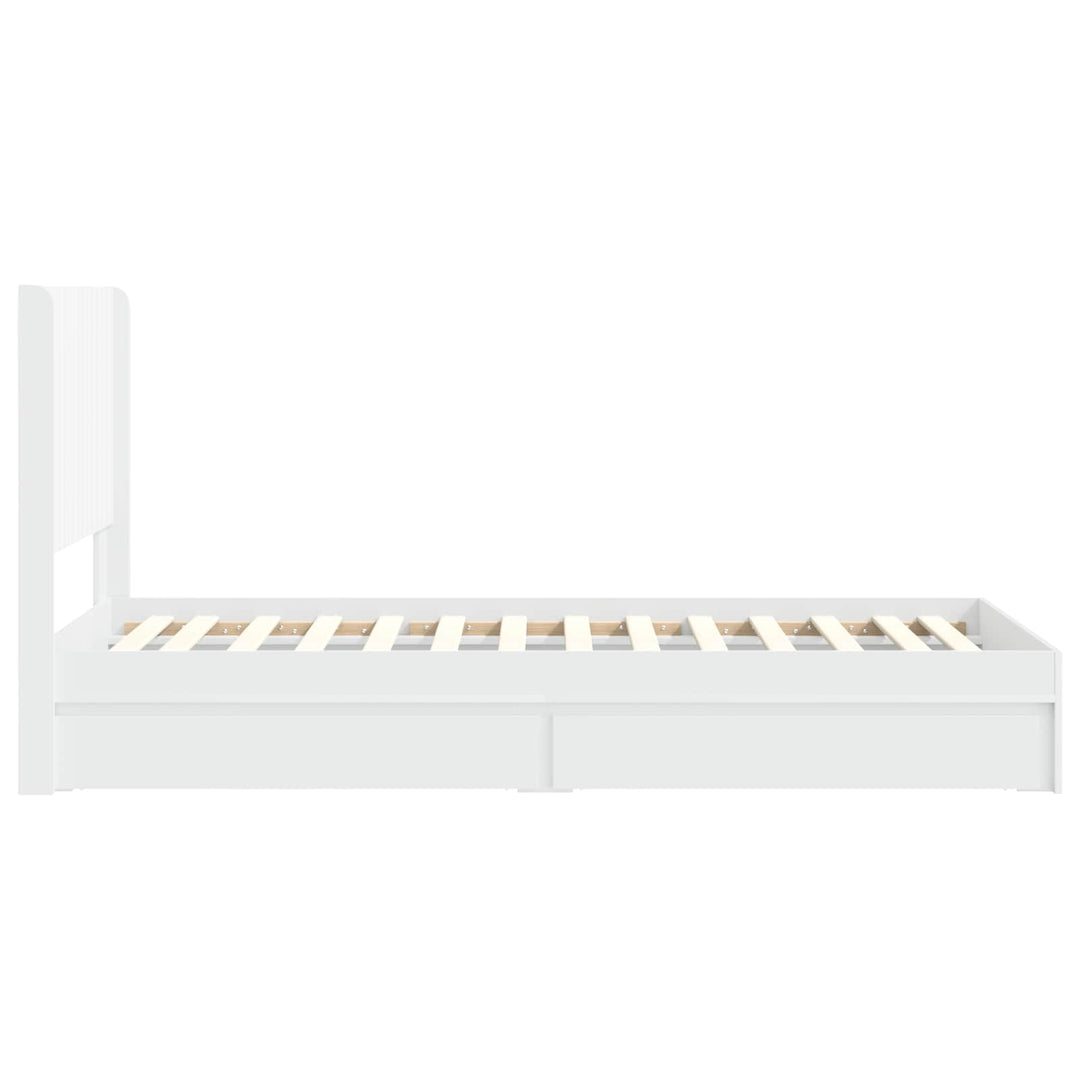 Sengestel med opbevaring og hovedgærde Hvid 90 x 200 cm