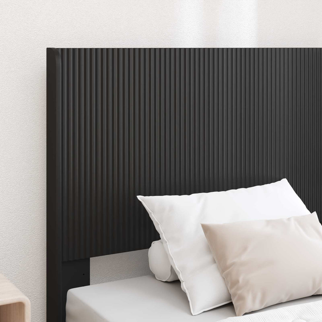 Sengestel med opbevaring og hovedgærde Sort 90 x 190 cm