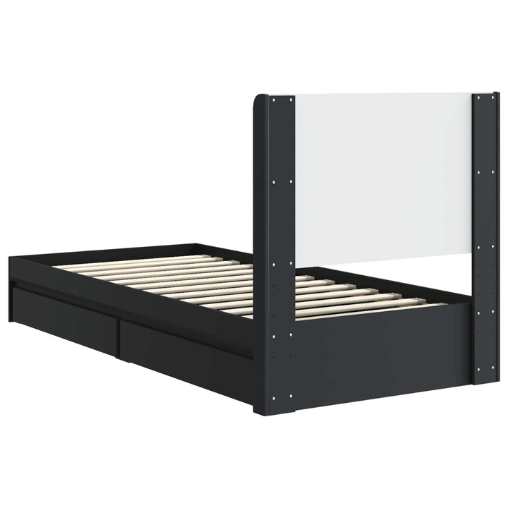 Sengestel med opbevaring og hovedgærde Sort 90 x 190 cm
