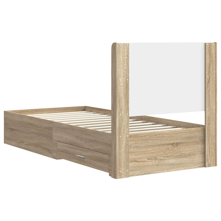 Sengestel med opbevaring og hovedgærde Sonoma-eg 100 x 200 cm