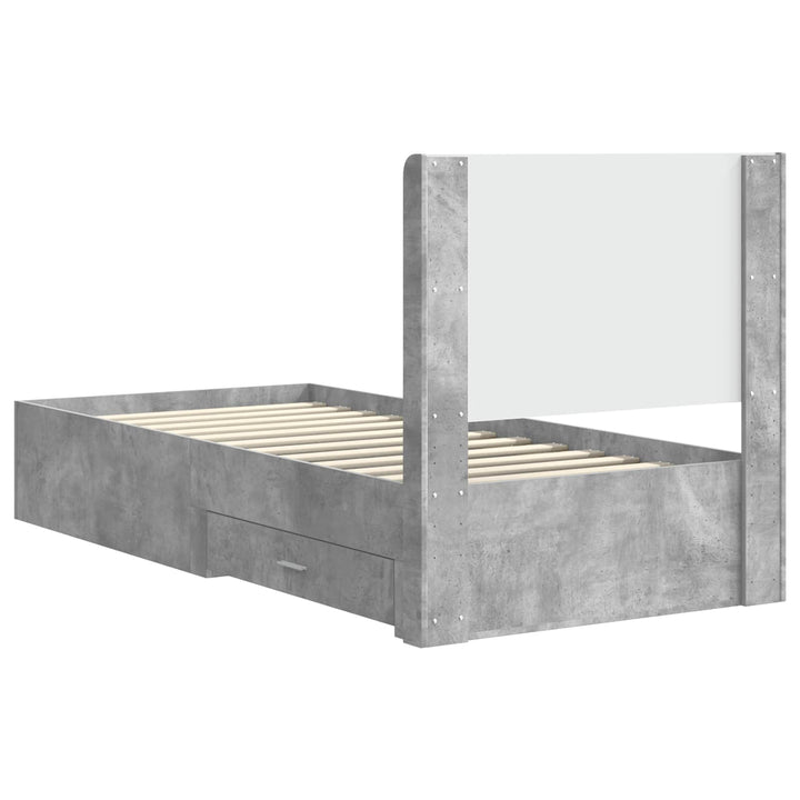 Sengestel med opbevaring og hovedgærde Betongrå 100 x 200 cm