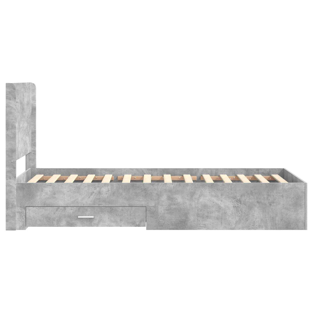 Sengestel med opbevaring og hovedgærde Betongrå 100 x 200 cm