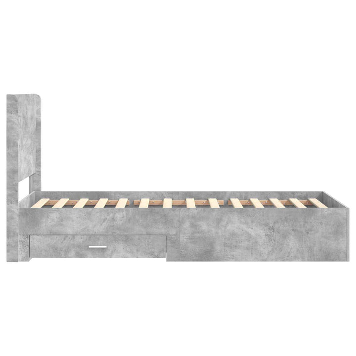 Sengestel med opbevaring og hovedgærde Betongrå 100 x 200 cm