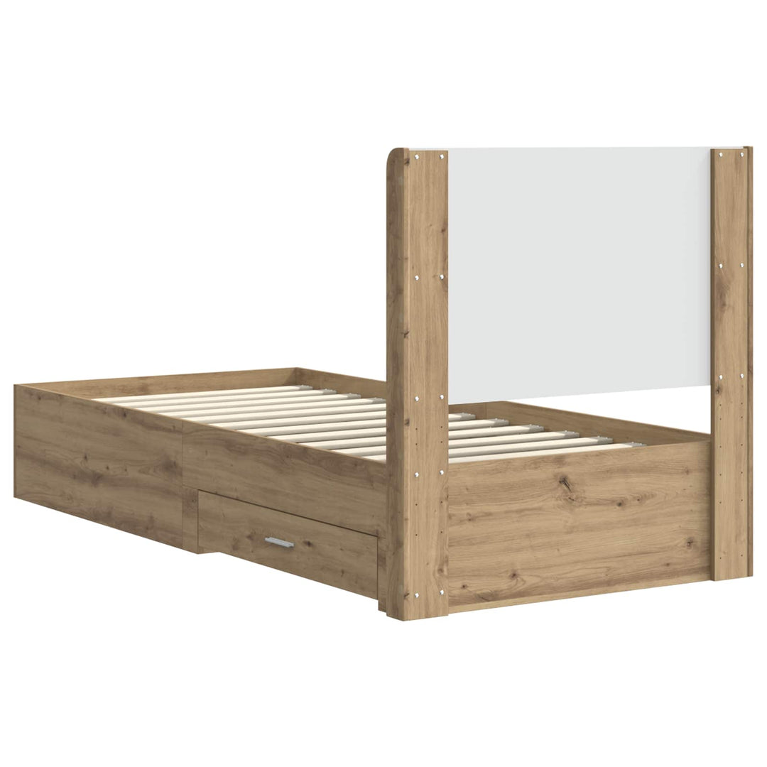 Sengestel med opbevaring og hovedgærde Artisan-eg 100 x 200 cm