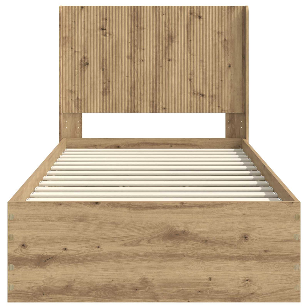 Sengestel med opbevaring og hovedgærde Artisan-eg 100 x 200 cm