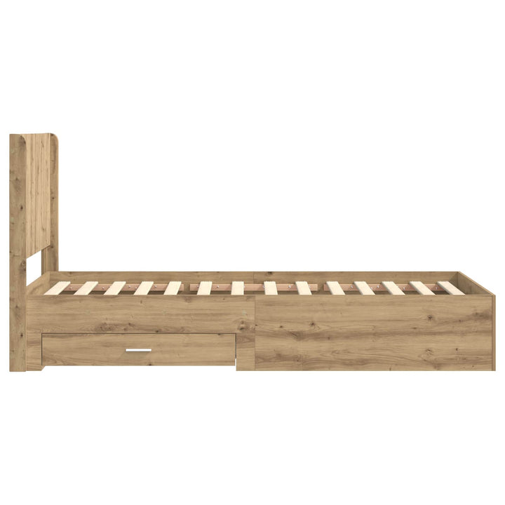Sengestel med opbevaring og hovedgærde Artisan-eg 100 x 200 cm
