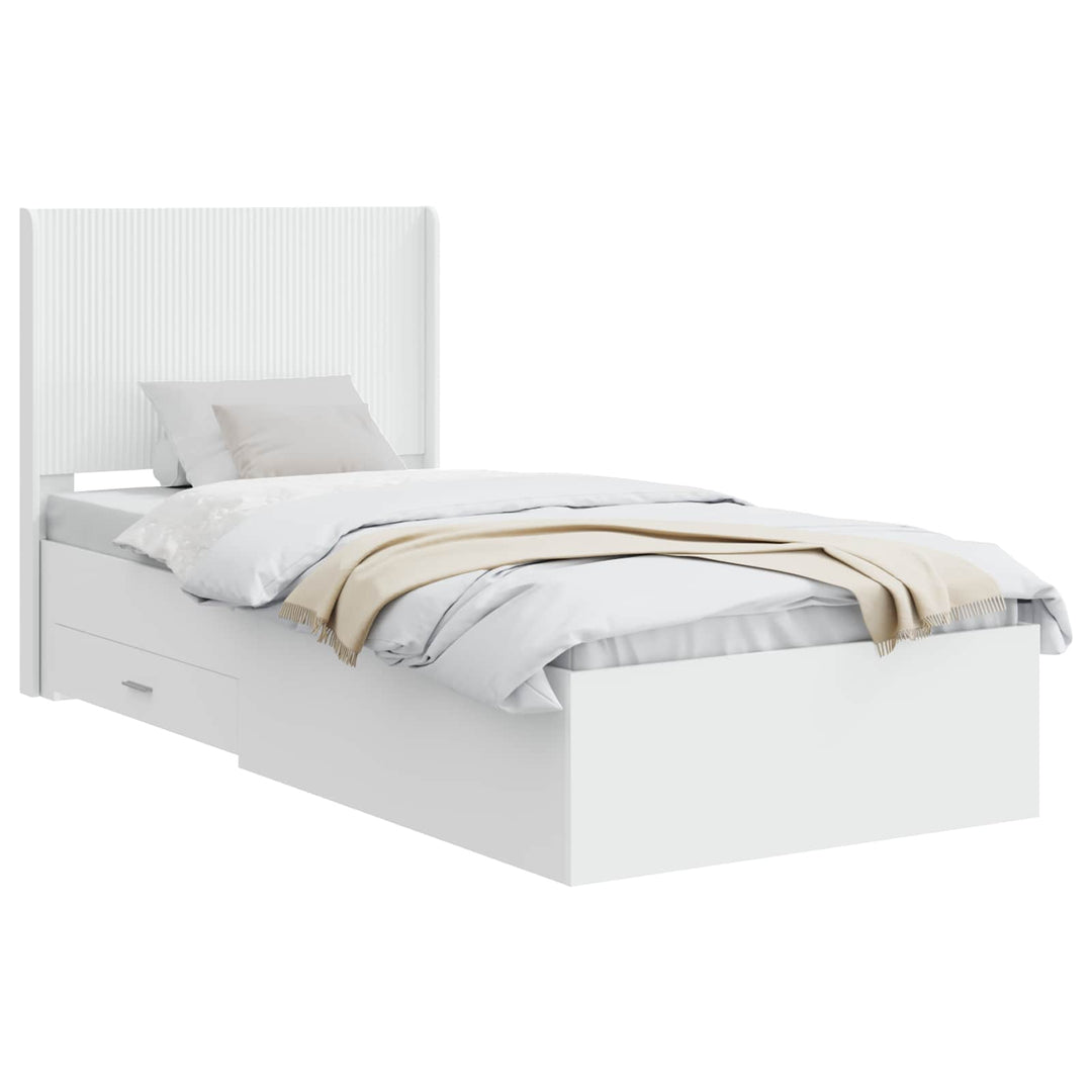 Sengestel med opbevaring og hovedgærde Hvid 90 x 190 cm