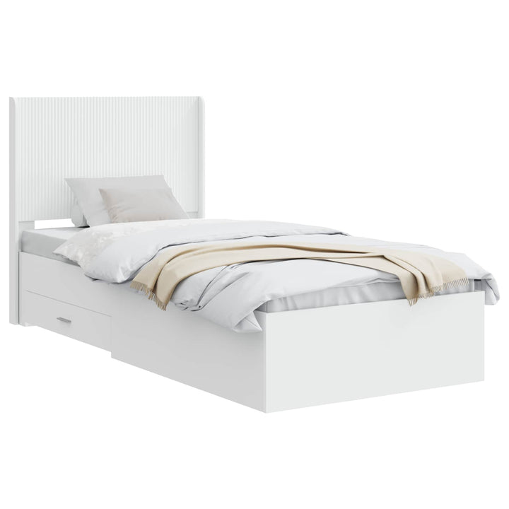 Sengestel med opbevaring og hovedgærde Hvid 90 x 190 cm