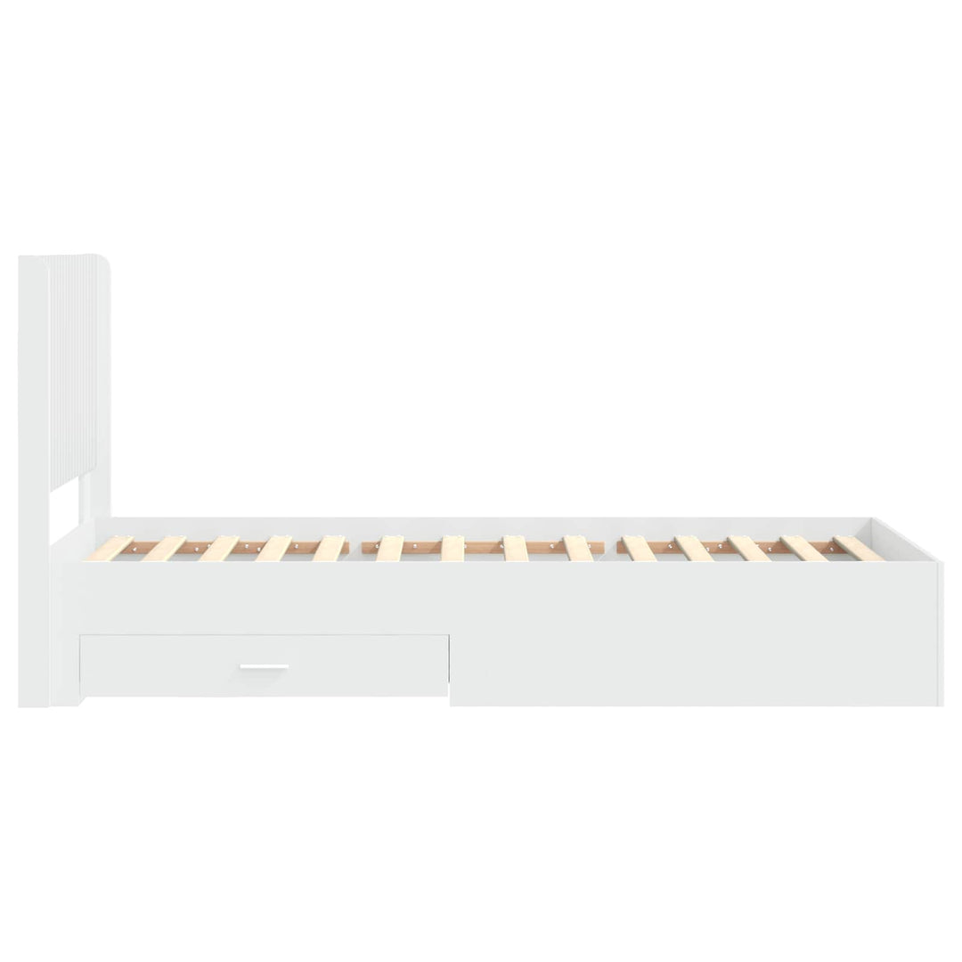 Sengestel med opbevaring og hovedgærde Hvid 90 x 190 cm