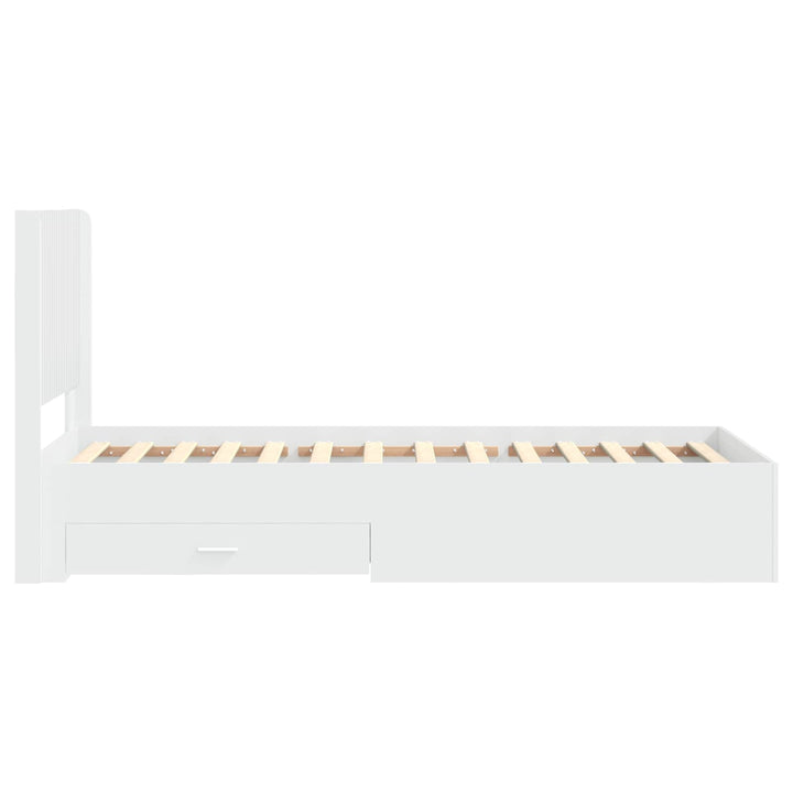 Sengestel med opbevaring og hovedgærde Hvid 90 x 190 cm