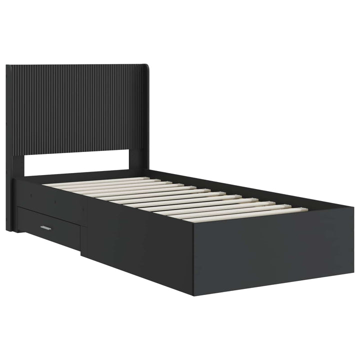 Sengestel med opbevaring og hovedgærde Sort 75 x 190 cm