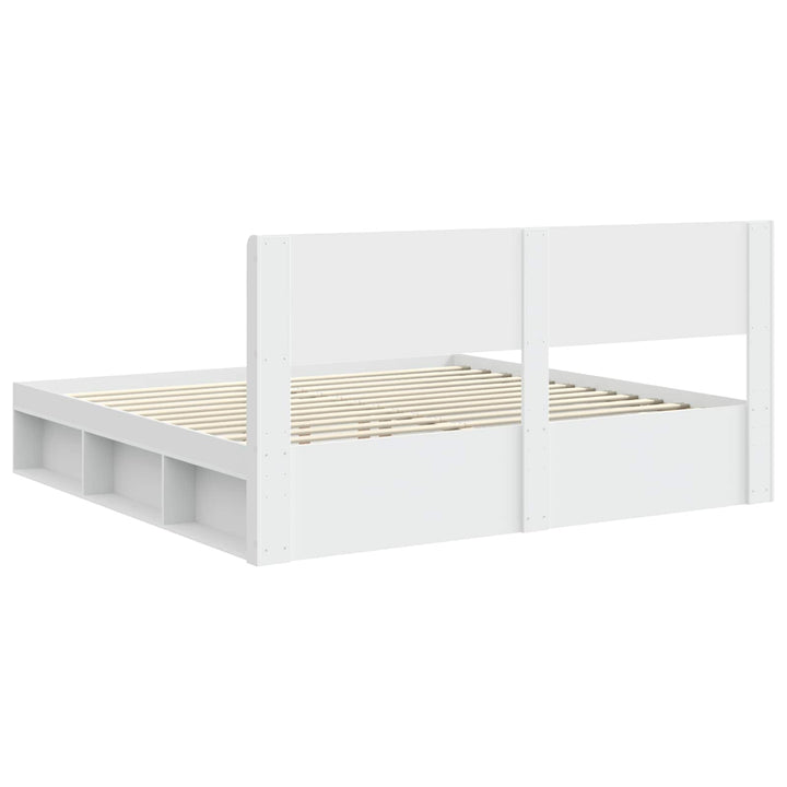 Sengestel med opbevaring og hovedgærde Hvid 200 x 200 cm
