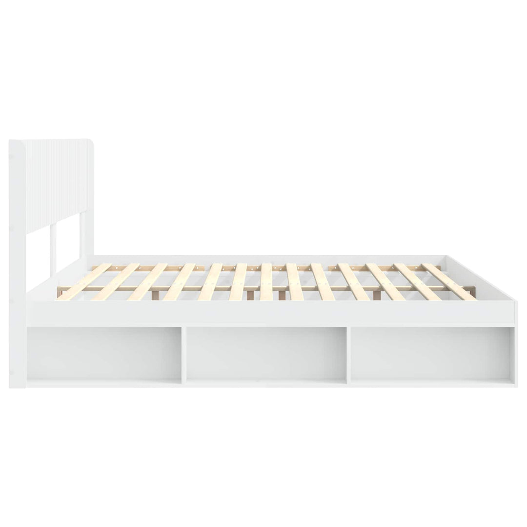 Sengestel med opbevaring og hovedgærde Hvid 200 x 200 cm
