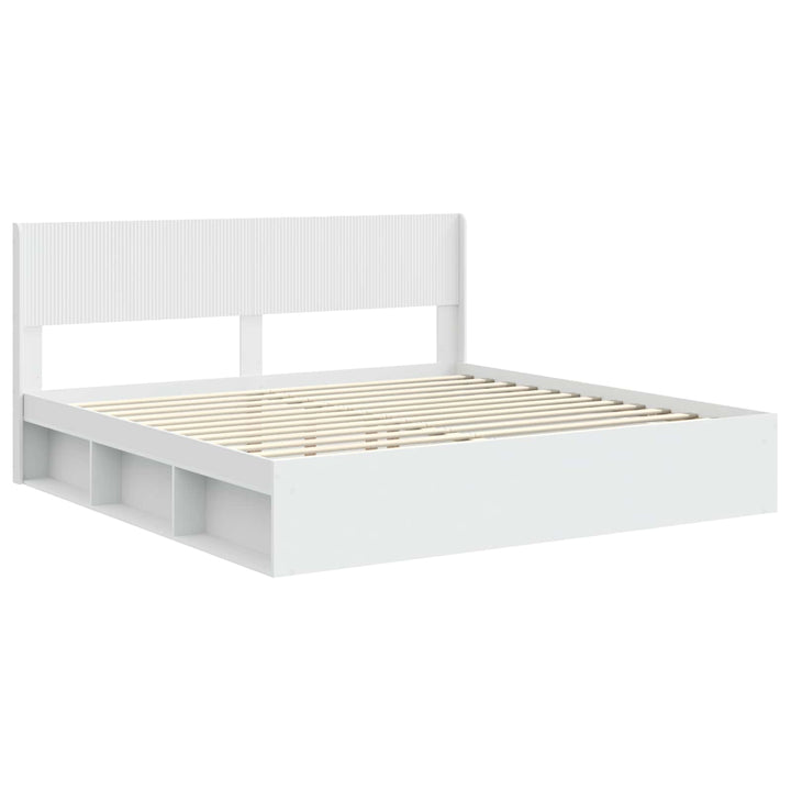 Sengestel med opbevaring og hovedgærde Hvid 180 x 200 cm