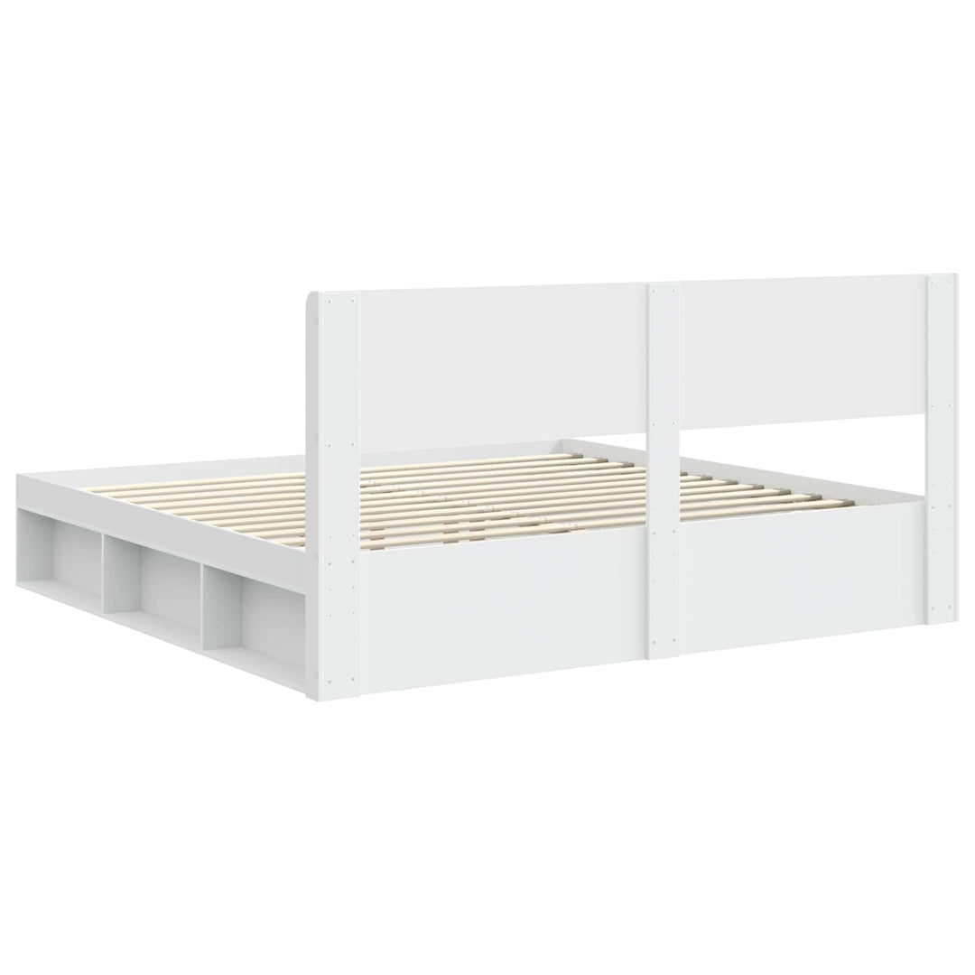 Sengestel med opbevaring og hovedgærde Hvid 180 x 200 cm