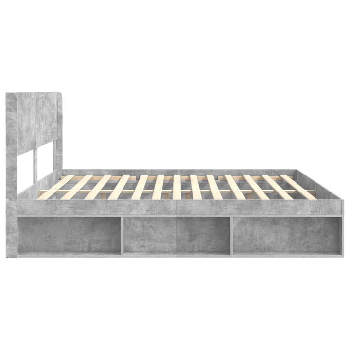 Sengestel med opbevaring og hovedgærde Betongrå 180 x 200 cm