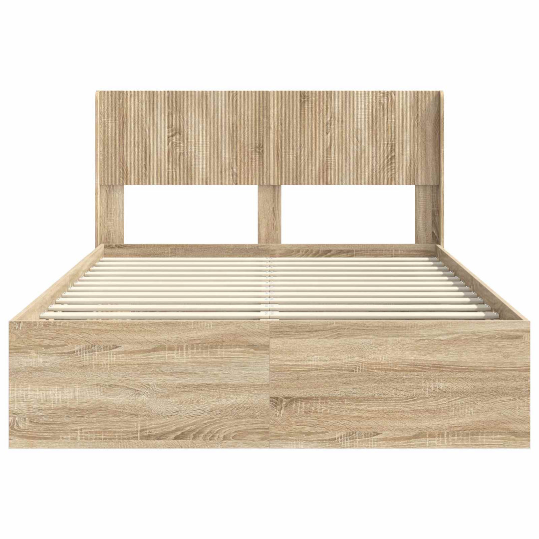 Sengestel med opbevaring og hovedgærde Sonoma-eg 150 x 200 cm