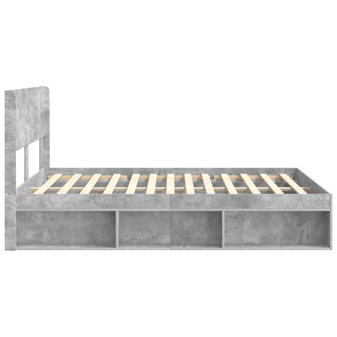 Sengestel med opbevaring og hovedgærde Betongrå 150 x 200 cm