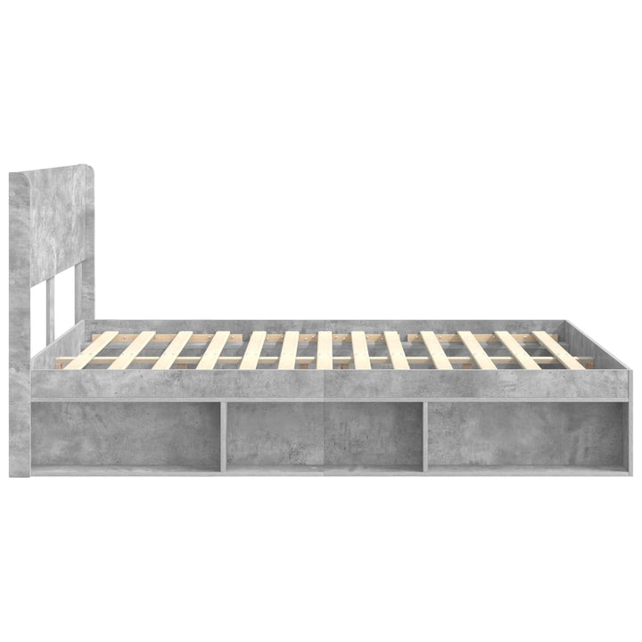Sengestel med opbevaring og hovedgærde Betongrå 150 x 200 cm
