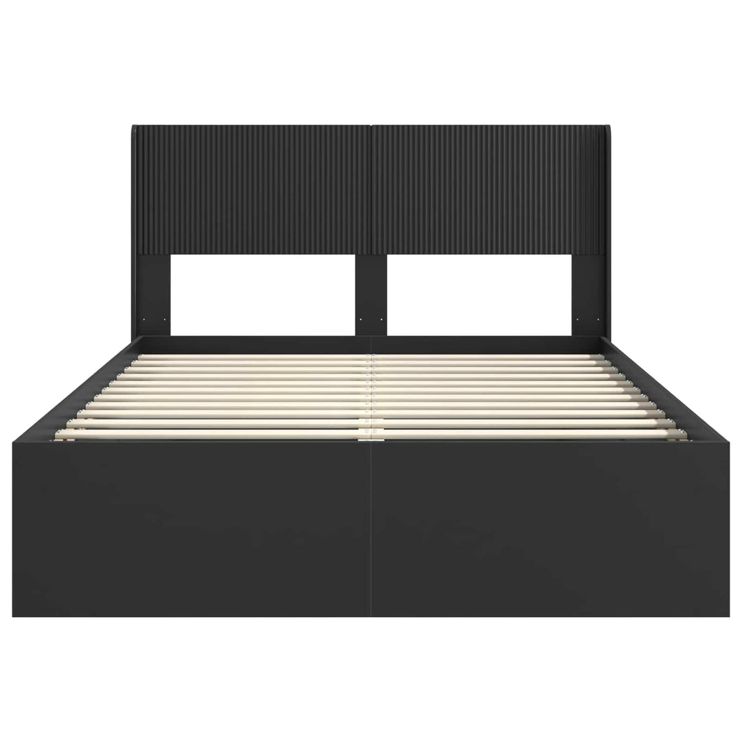 Sengestel med opbevaring og hovedgærde Sort 135 x 190 cm
