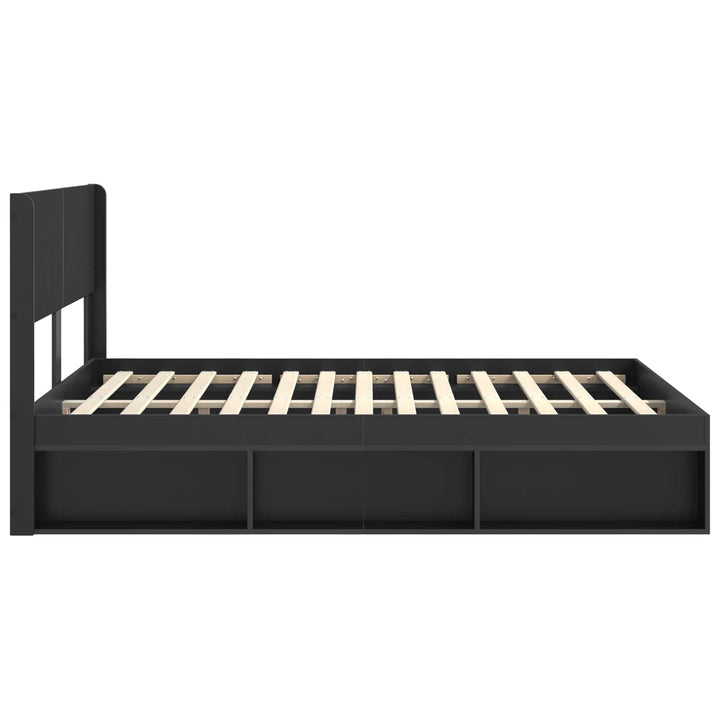 Sengestel med opbevaring og hovedgærde Sort 135 x 190 cm