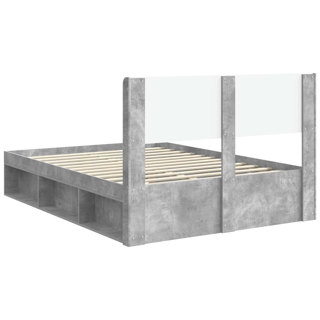 Sengestel med opbevaring og hovedgærde Betongrå 135 x 190 cm