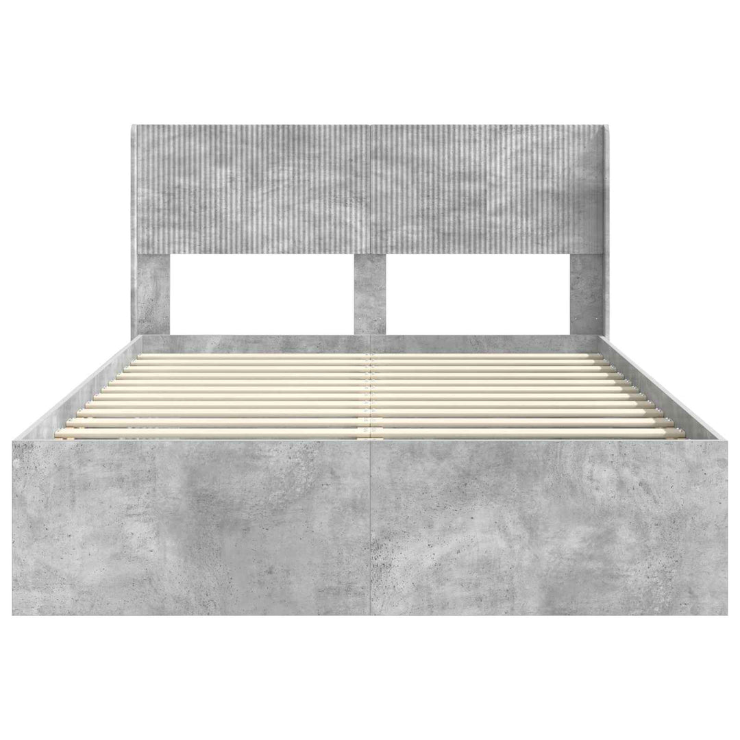 Sengestel med opbevaring og hovedgærde Betongrå 135 x 190 cm