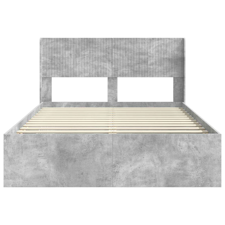 Sengestel med opbevaring og hovedgærde Betongrå 135 x 190 cm