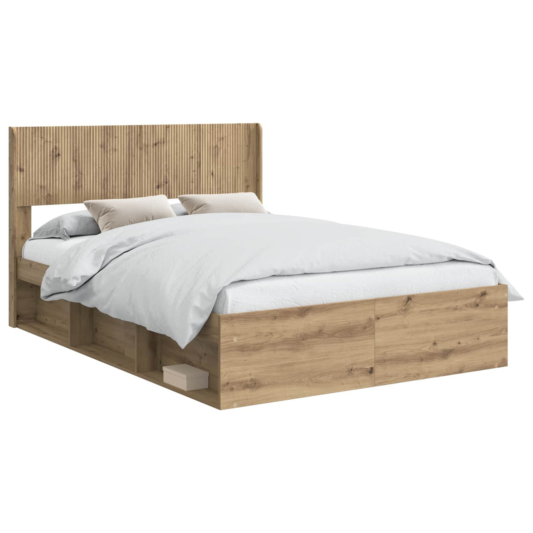 Sengestel med opbevaring og hovedgærde Artisan-eg 135 x 190 cm