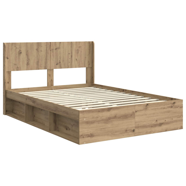 Sengestel med opbevaring og hovedgærde Artisan-eg 135 x 190 cm