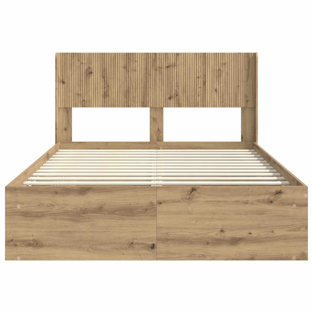 Sengestel med opbevaring og hovedgærde Artisan-eg 135 x 190 cm