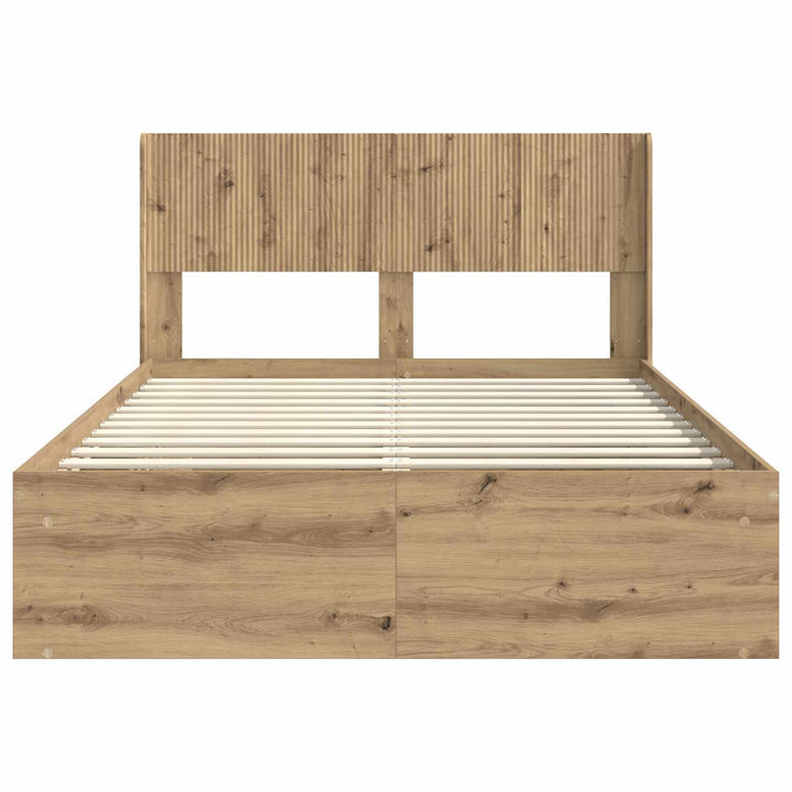 Sengestel med opbevaring og hovedgærde Artisan-eg 135 x 190 cm