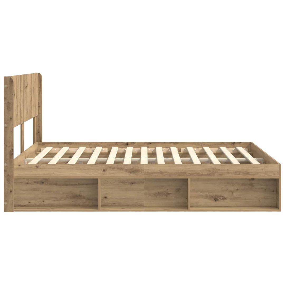 Sengestel med opbevaring og hovedgærde Artisan-eg 135 x 190 cm