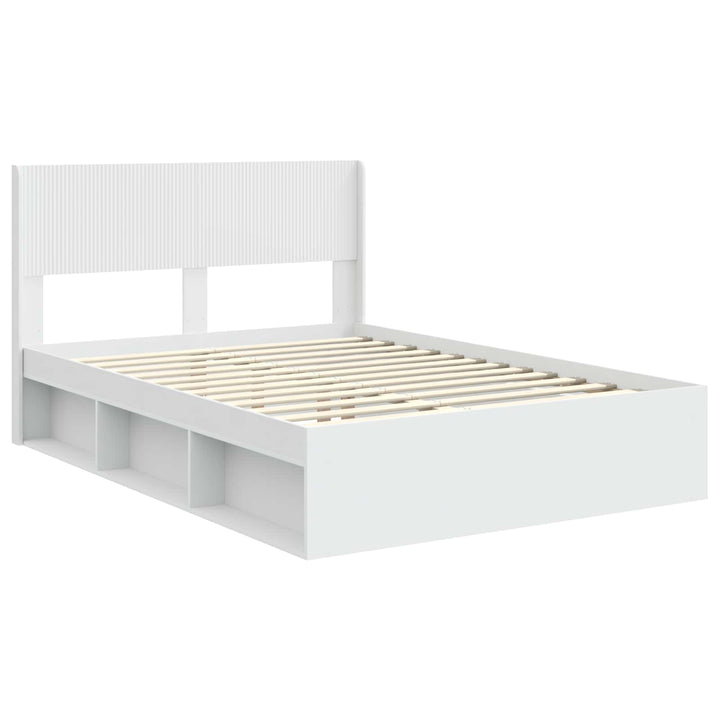 Sengestel med opbevaring og hovedgærde Hvid 120 x 200 cm