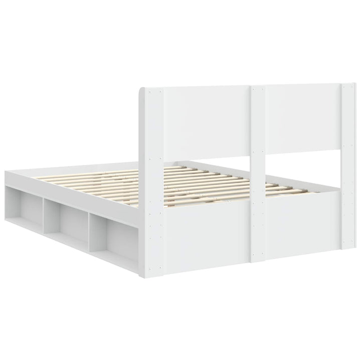 Sengestel med opbevaring og hovedgærde Hvid 120 x 200 cm