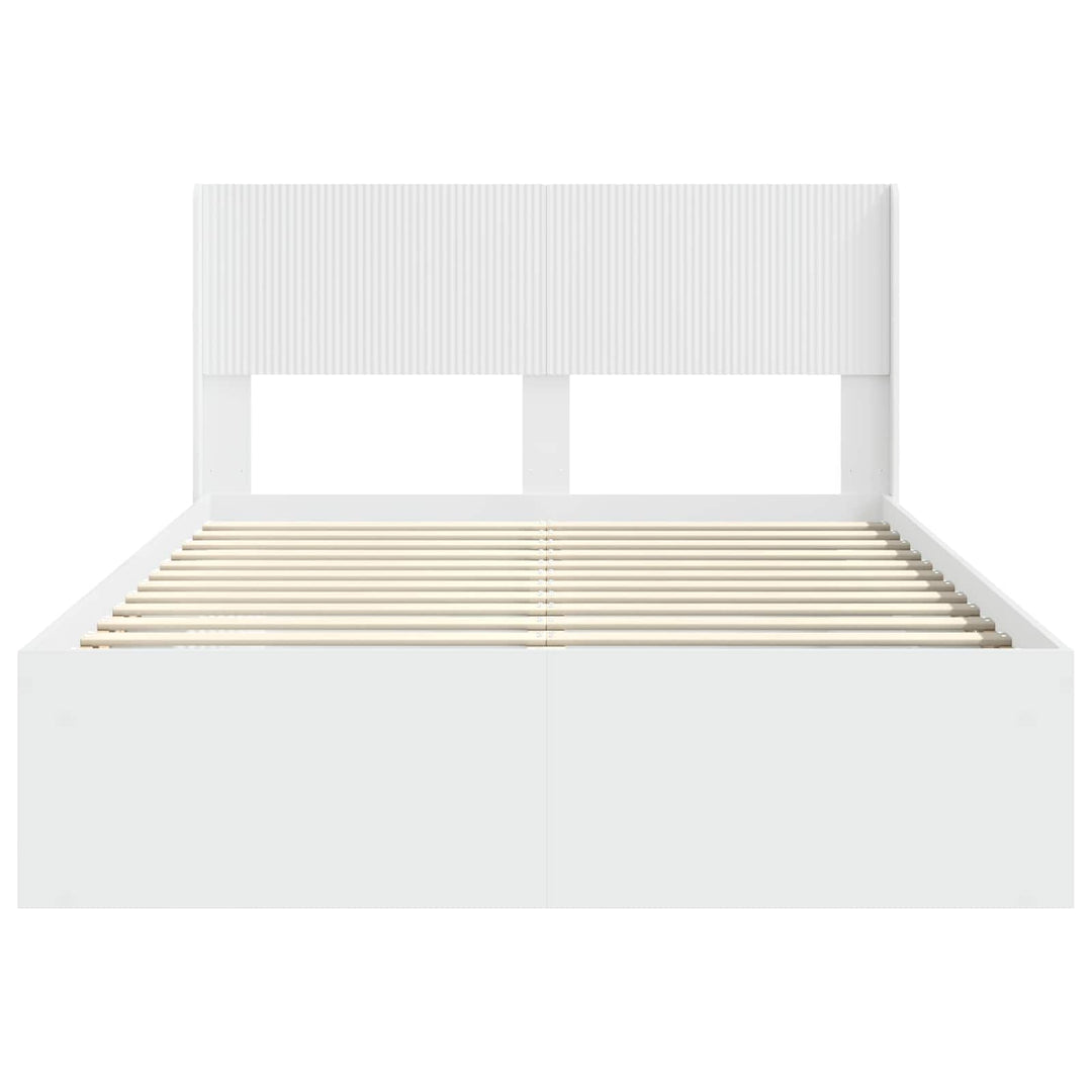 Sengestel med opbevaring og hovedgærde Hvid 120 x 200 cm