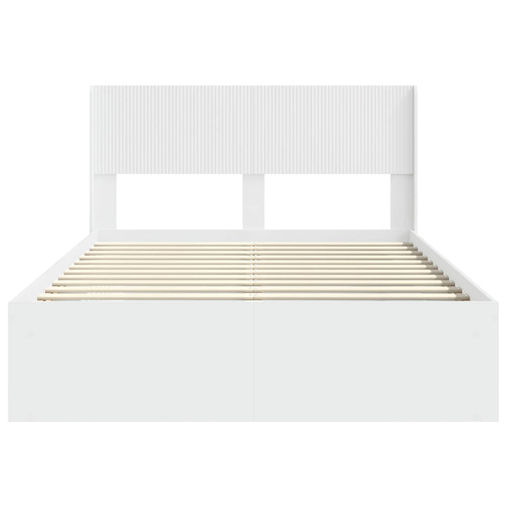 Sengestel med opbevaring og hovedgærde Hvid 120 x 200 cm