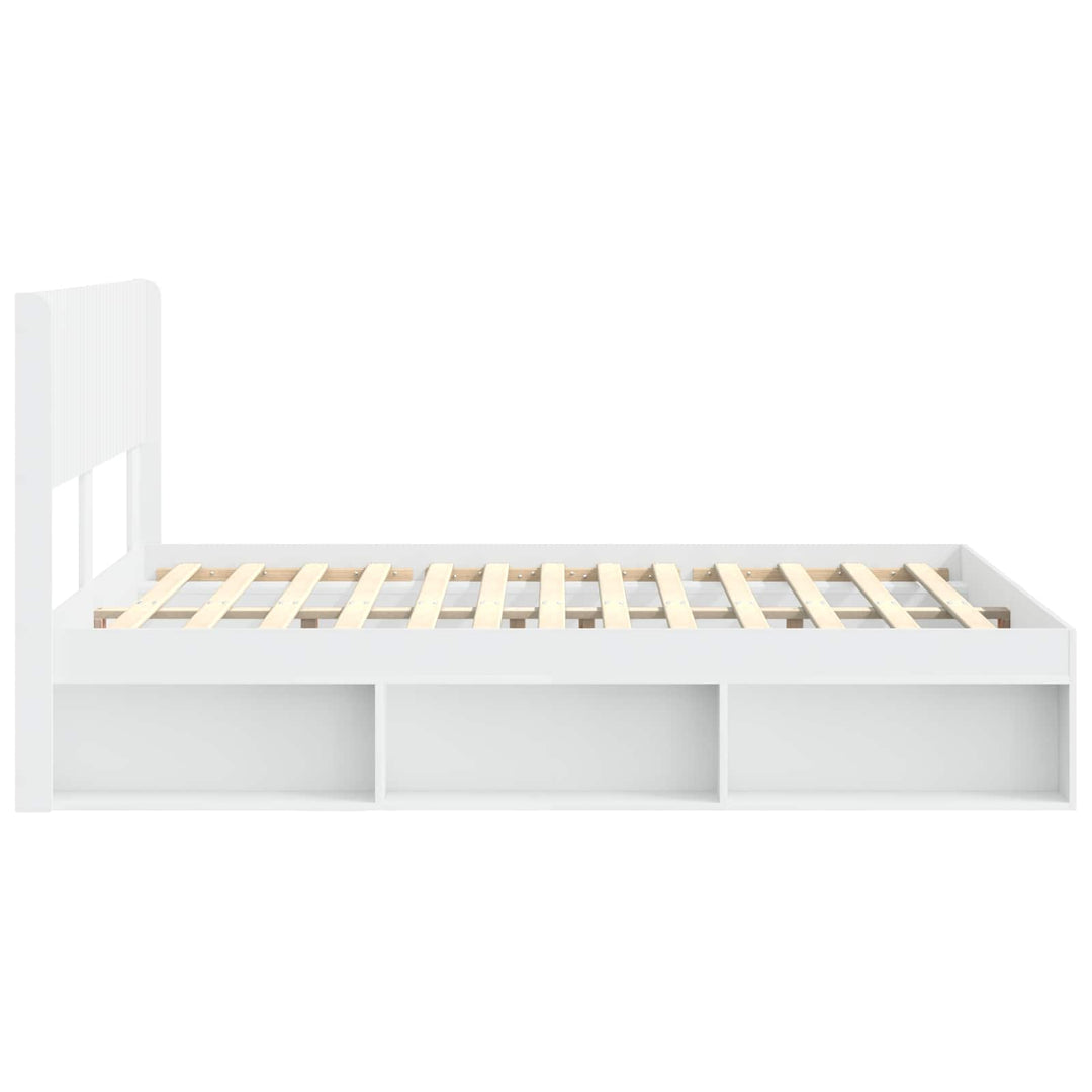 Sengestel med opbevaring og hovedgærde Hvid 120 x 200 cm