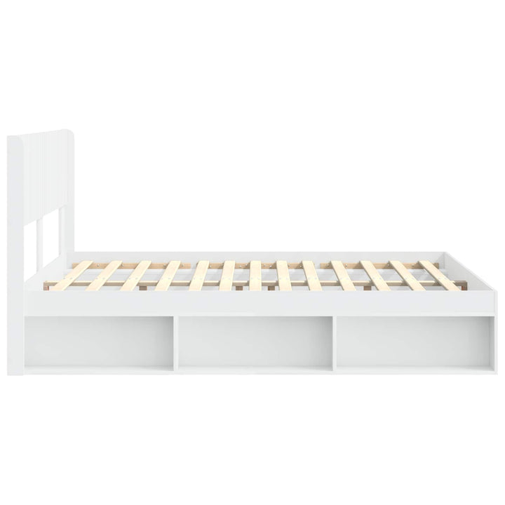 Sengestel med opbevaring og hovedgærde Hvid 120 x 200 cm