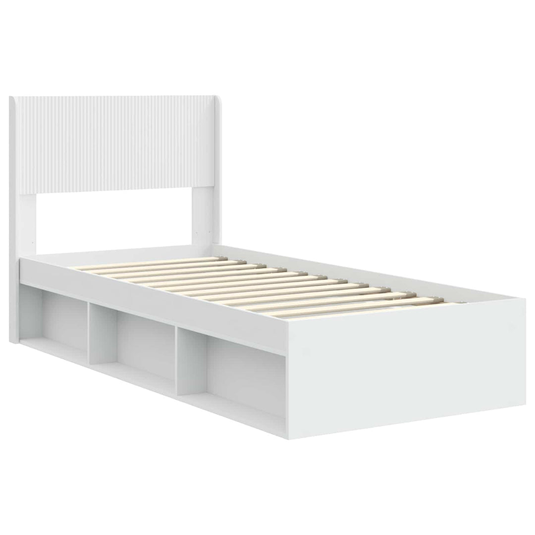 Sengestel med opbevaring og hovedgærde Hvid 100 x 200 cm