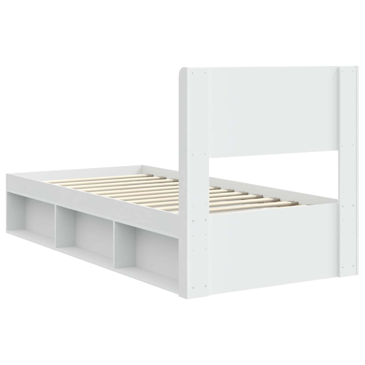 Sengestel med opbevaring og hovedgærde Hvid 100 x 200 cm