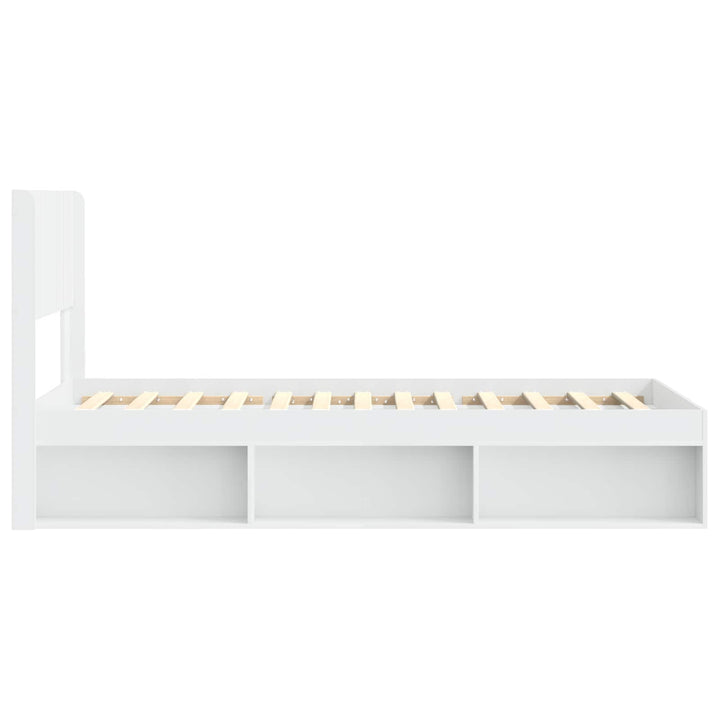 Sengestel med opbevaring og hovedgærde Hvid 100 x 200 cm