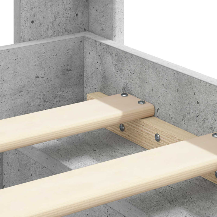 Sengestel med opbevaring og hovedgærde Betongrå 100 x 200 cm