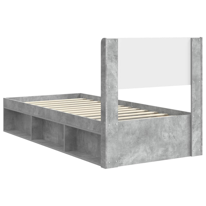 Sengestel med opbevaring og hovedgærde Betongrå 100 x 200 cm