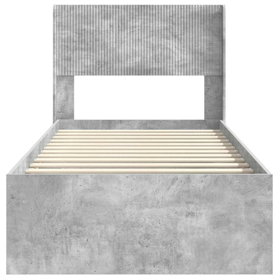 Sengestel med opbevaring og hovedgærde Betongrå 100 x 200 cm