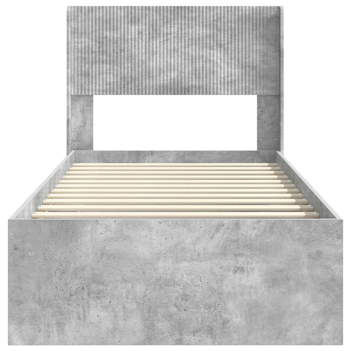 Sengestel med opbevaring og hovedgærde Betongrå 100 x 200 cm
