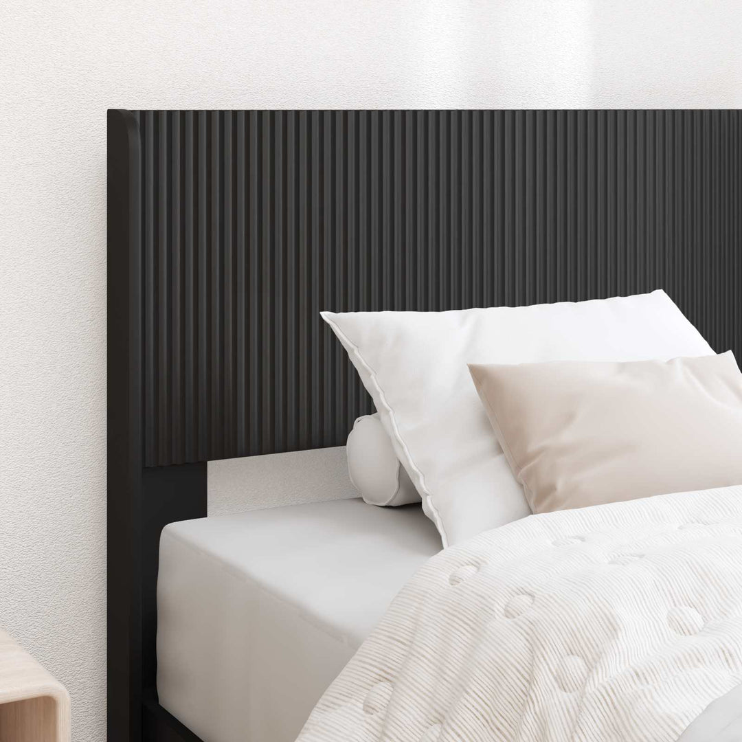 Sengestel med opbevaring og hovedgærde Sort 90 x 200 cm