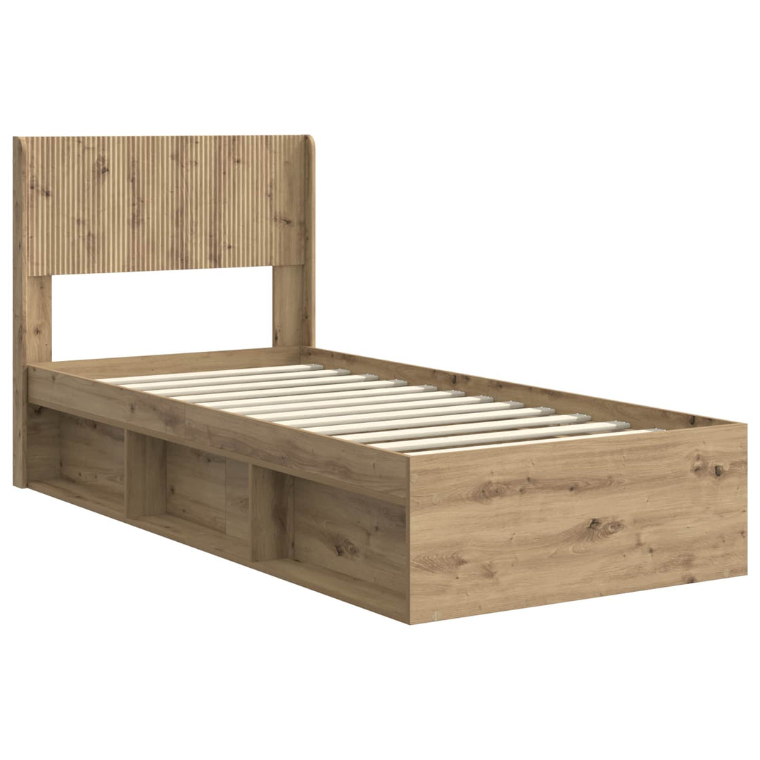 Sengestel med opbevaring og hovedgærde Artisan-eg 90 x 200 cm