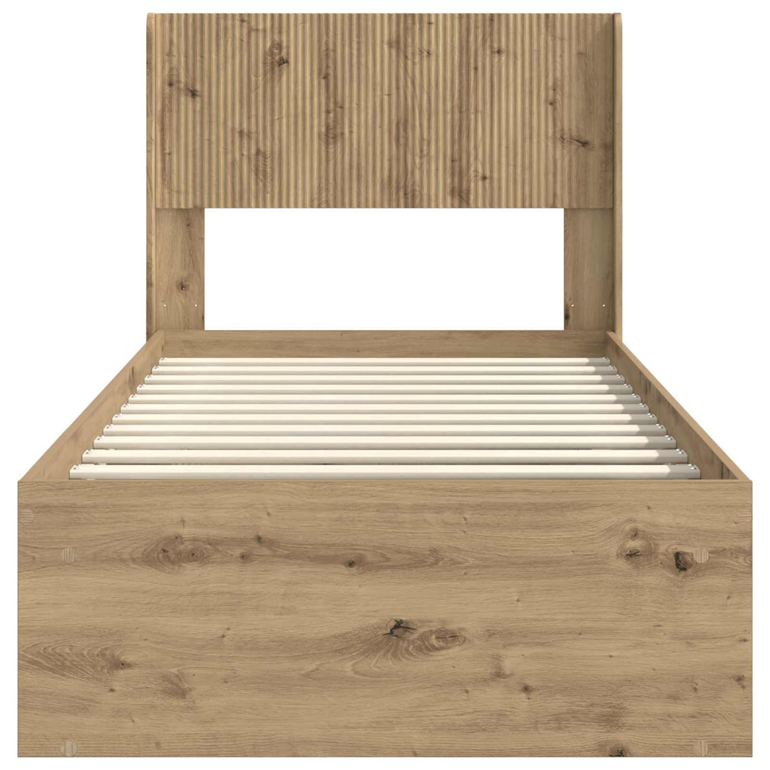 Sengestel med opbevaring og hovedgærde Artisan-eg 90 x 200 cm